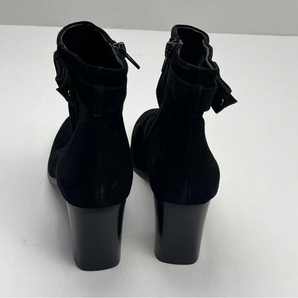 Kate‎ Spade Madelaine Womens Size 6B 6 Black Leather Suede Heeled Bootie Strap
